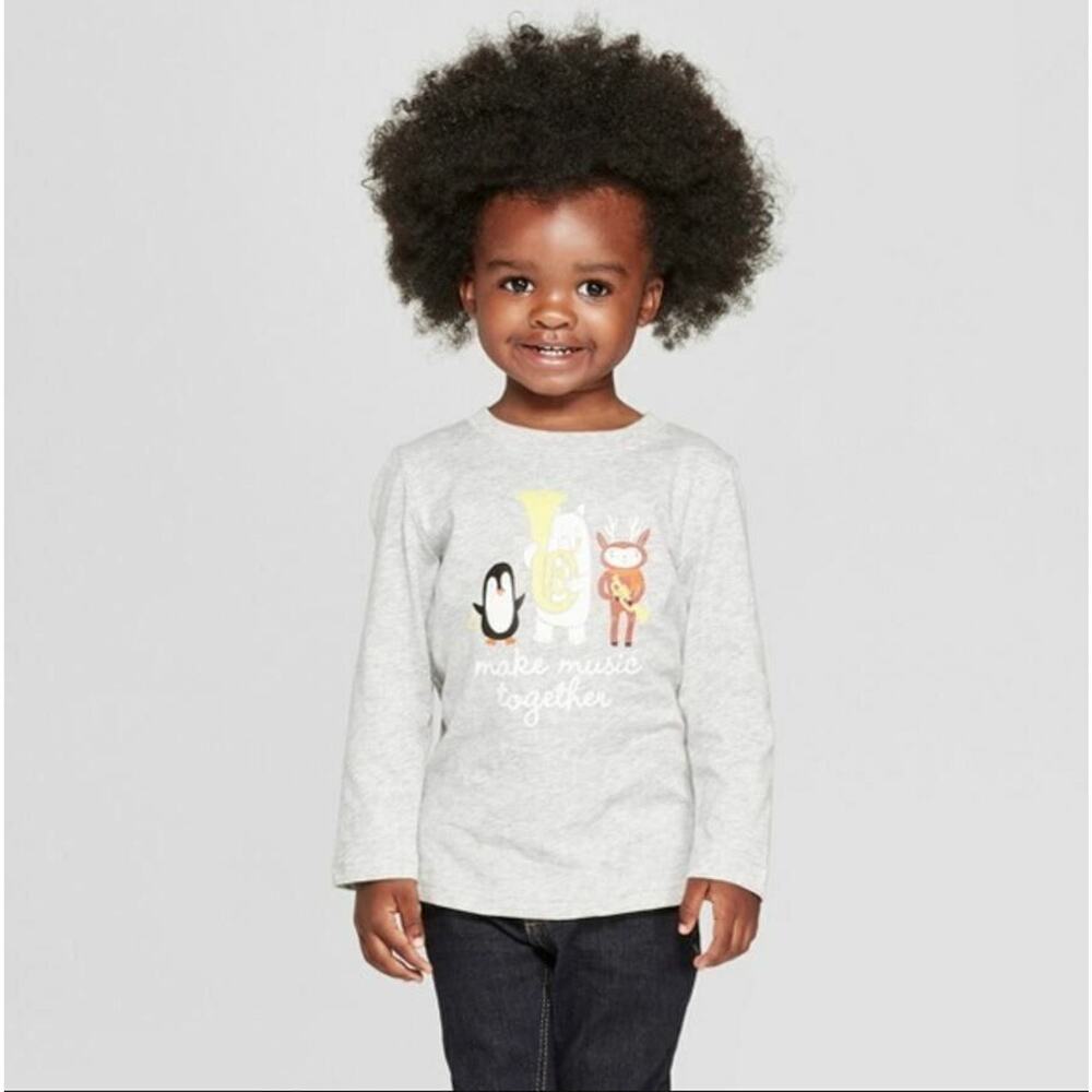Cat & Jack Toddler Boys' Make Music Together Long Sleeve T-Shirt Gray 18M